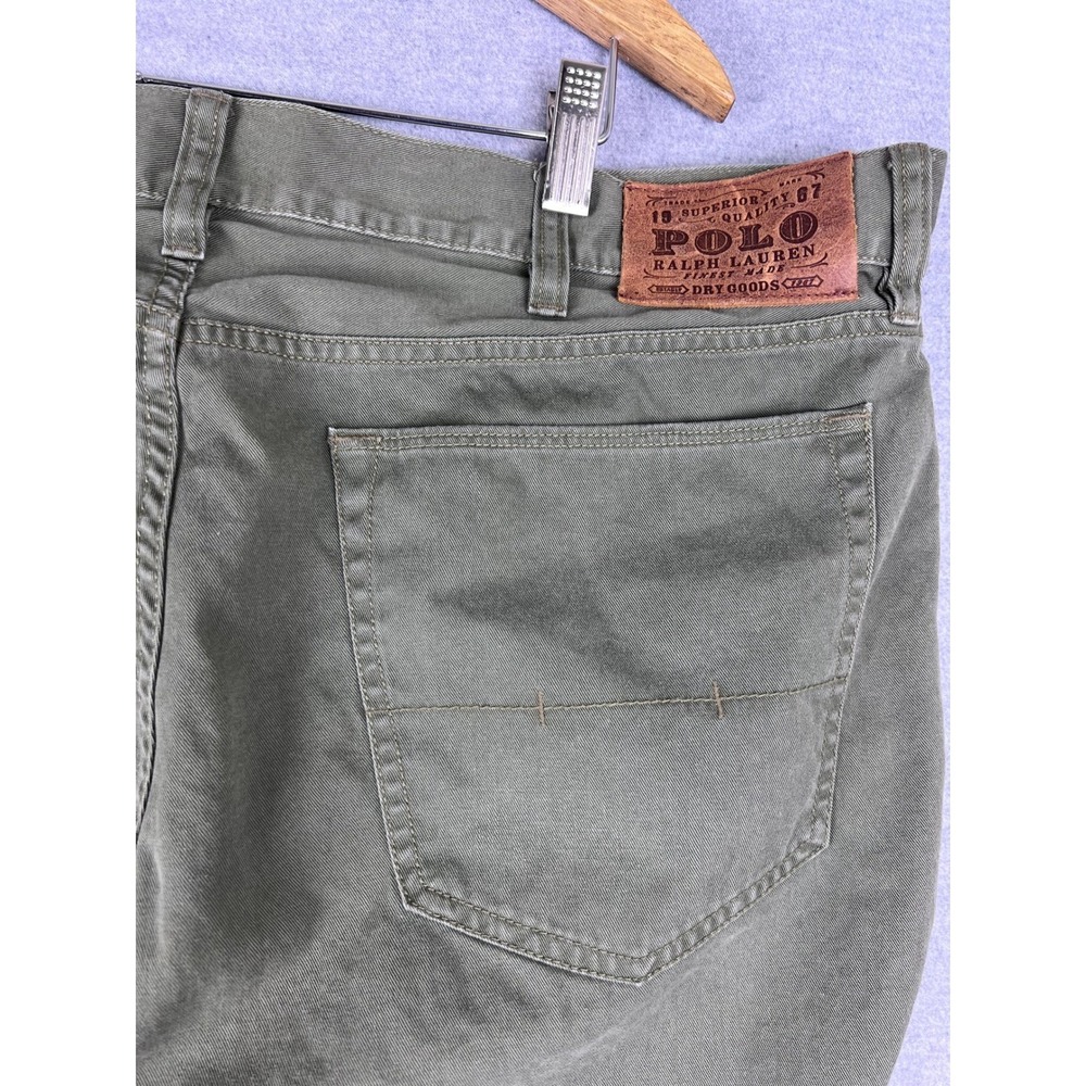 Polo Ralph Lauren Mens Olive Green Cotton Twill Straight Leg Pants 37x31